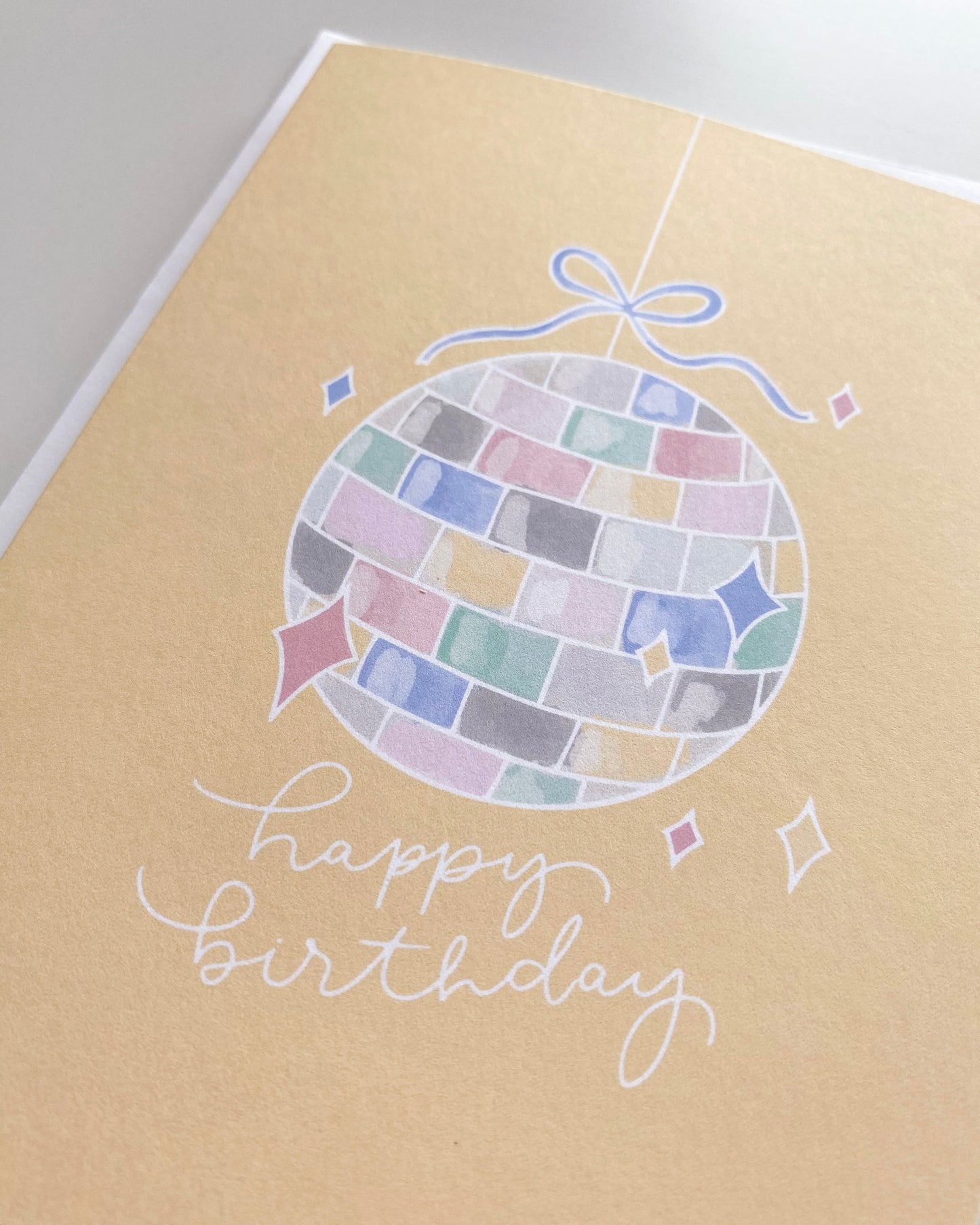 Yellow Disco Birthday Greeting Card