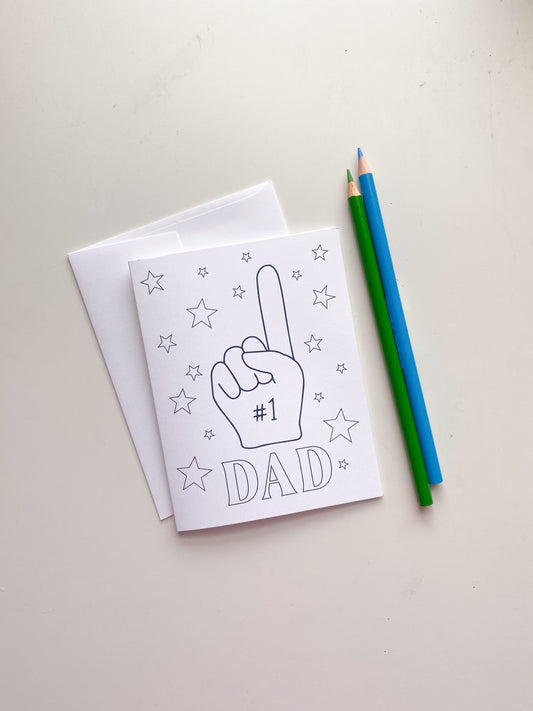 #1 Dad Kid's Coloring Greeting Card