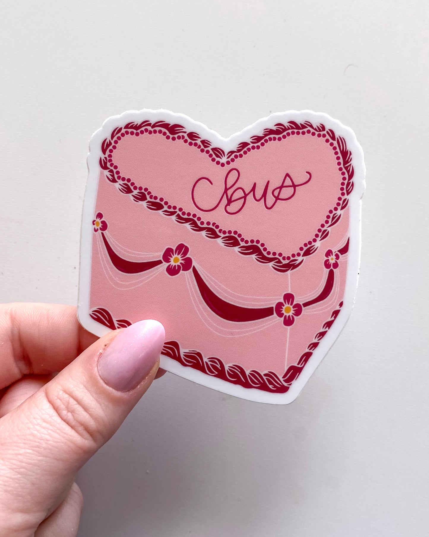 Columbus Vintage Heart Cake Sticker