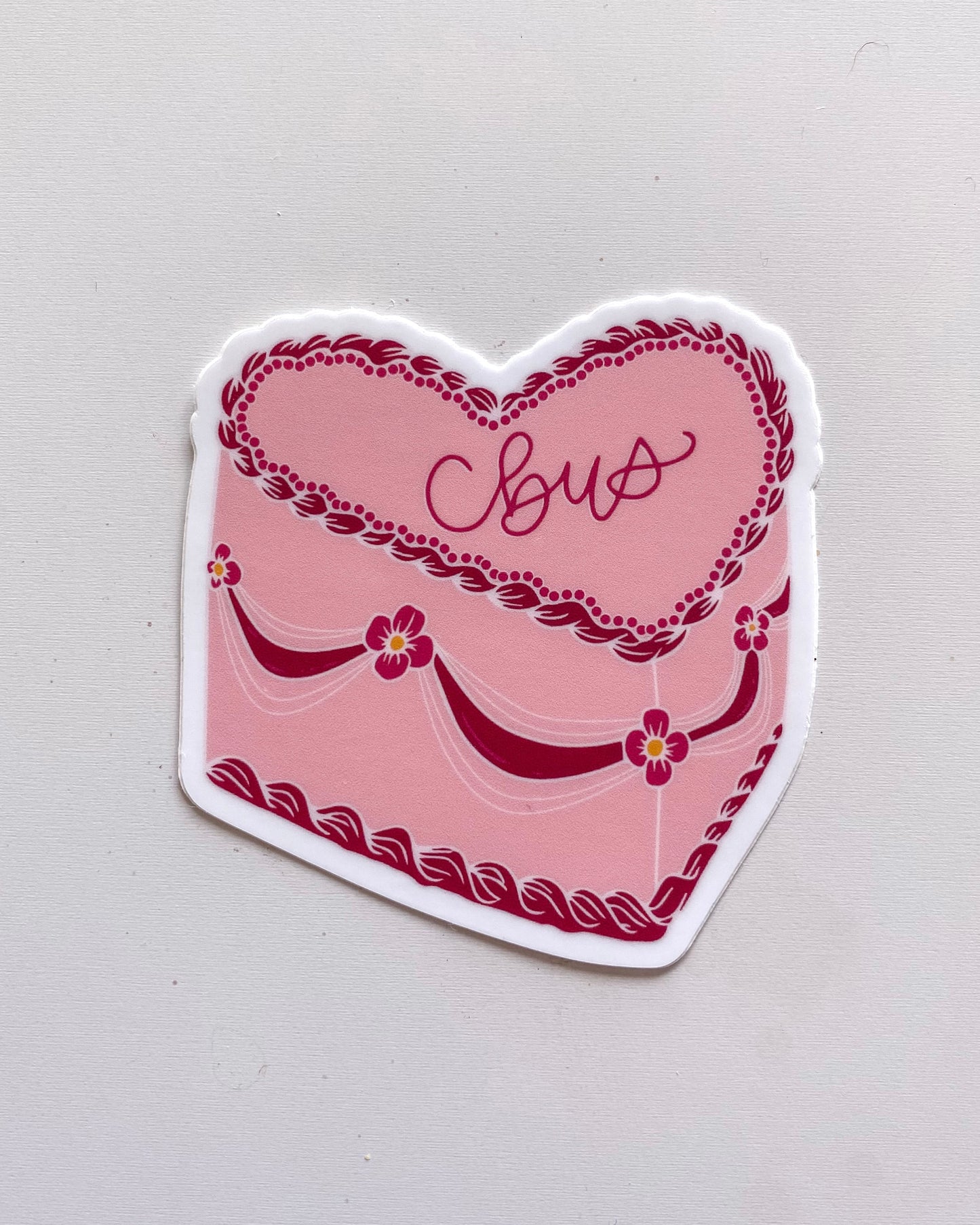 Columbus Vintage Heart Cake Sticker