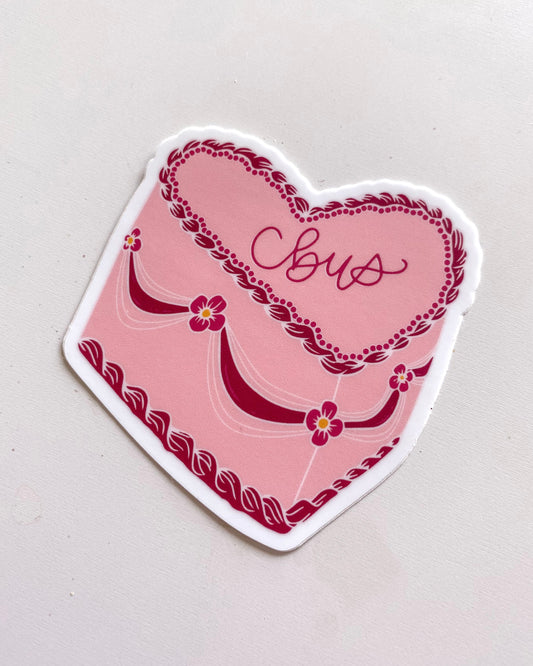 Columbus Vintage Heart Cake Sticker