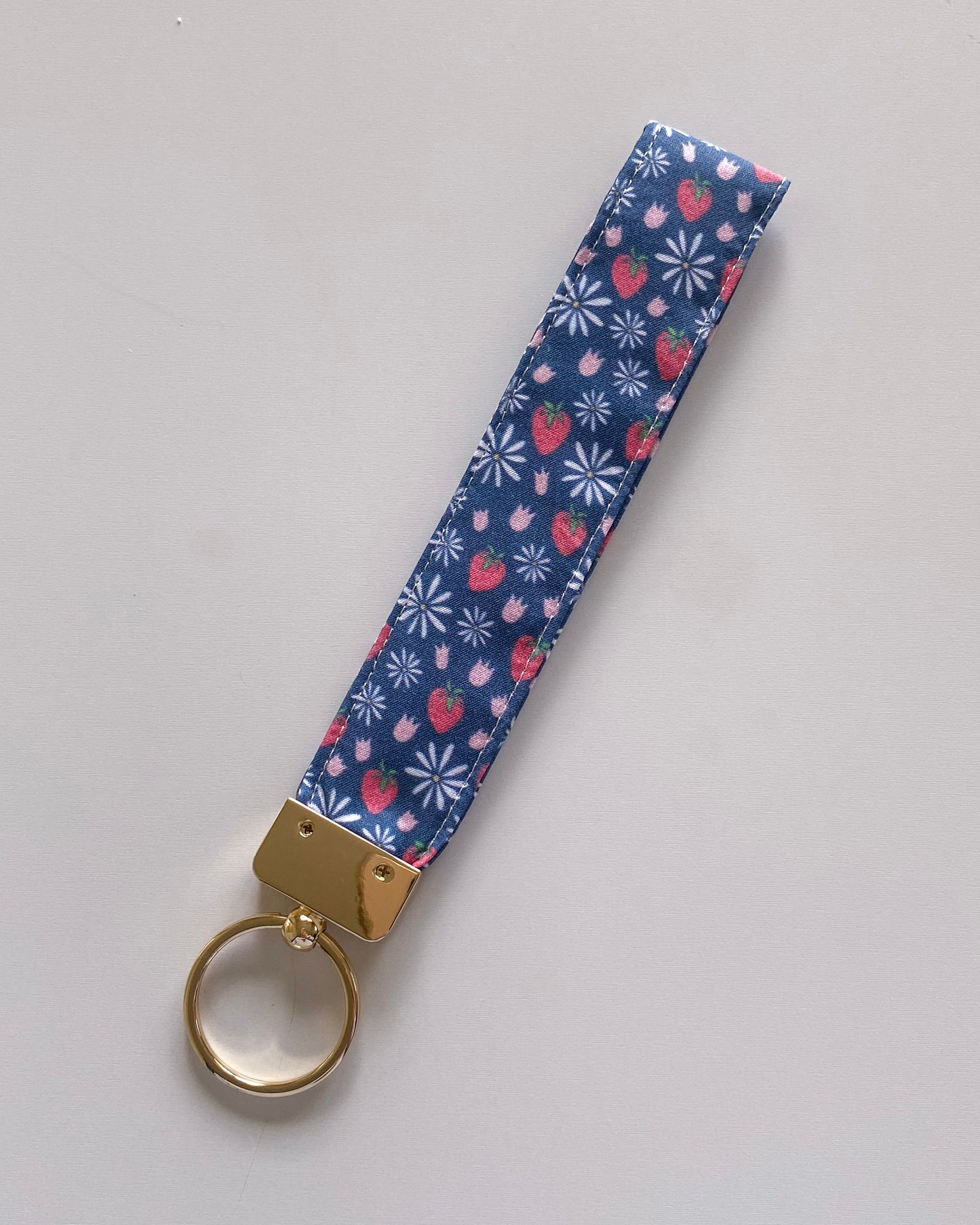 Strawberry Blooms Key Fob Wristlet