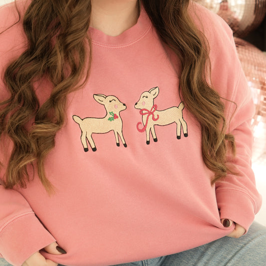 Reindeer Embroidered Crewneck