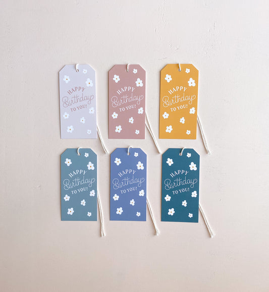 Pack of 6 Daisy Birthday Gift Tags