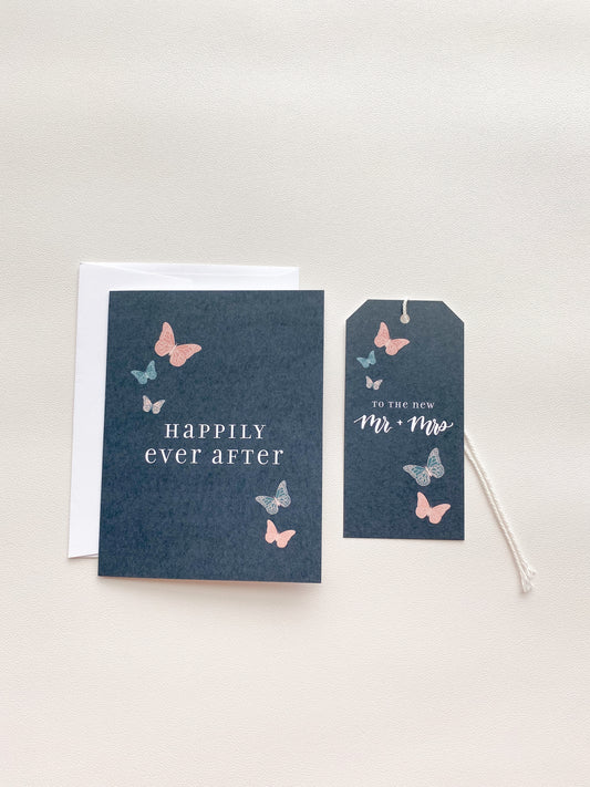 Butterflies Happily Ever After Card + Gift Tag Set