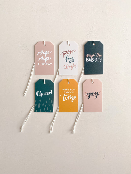 Pack of 6 Celebration Mini Bottle Tags